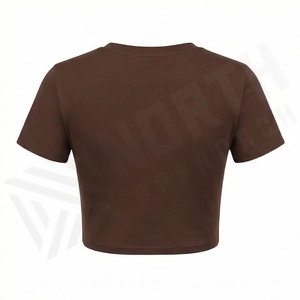 เสื้อครอปท็อปผ้าฝ้ายสีสันตามสั่งสำหรับผู้หญิง เสื้อผ้าฤดูร้อน เสื้อผ้าเซ็กซี่ เสื้อยืดสตรีทแวร์ เสื้อผ้าออกกำลังกาย เสื้อยืดสำหรับฟิตเนสและยิม - Product Image 2