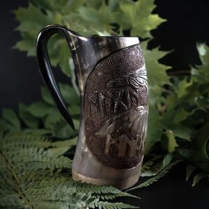 Jarra de cuerno natural, jarra vikinga para beber, jarra de cerveza, jarra grande, Juego de Tronos, regalo para padrinos de boda y en venta - Product Image 3