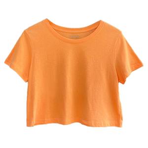 T-shirt court uni en coton pour femme, manches courtes, décontracté, impression personnalisée, marque privée, OEM, vente en gros - Product Image 4
