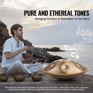 Handpan in Re minore da 22 pollici con 9 note 440Hz, supporto per handpan, borsa per il trasporto e bacchette per strumento a percussione - Product Image 3