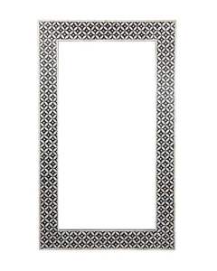 Cadre de miroir rectangulaire en bois fait main avec incrustations de os, décoration murale de style éclectique - Product Image 3