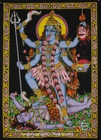 Tapisserie murale indienne bouclée en coton, grise, déesse, gobelets de décoration, taille, décor noir, tissu imprimé, décoration murale