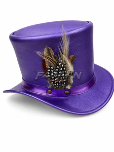 Handmade Purple Cowboy <b>Hat</b> Feather Decoration Western <b>Steampunk</b> Gothic Festival Party Casual Character Fashion <b>Hat</b> Men Women - Product Image 1