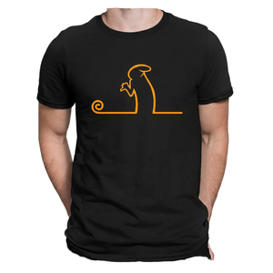 T-shirt noir à manches courtes pour homme avec motif graphique à ligne blanche, col rond, coupe décontractée, imprimé sur le devant, longueur standard - Product Image 3