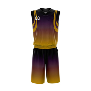 Ensemble de maillots de basket-ball unisexe à dégradé, sans manches, col en V, séchage rapide, polyester, uniforme, impression de logo personnalisé, coupe régulière, taille élastique - Product Image 5