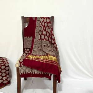 Premium Quality Gulnaar Jaal Ajrakh Printed Cotton Silk 3 Piece Suit <b>Set</b> Traditional Ethnic Wear for Women Available For Sale - Product Image 6