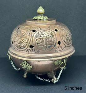 สินค้ามาใหม่ ของขวัญงานฝีมืออัสตัมังกัล  กระถางทองแดงแกะสลักลายมงคล แข็งแรงทนทาน สำหรับใส่ผงกำยาน ใช้กับไม้จันทน์หอม - Product Image 1