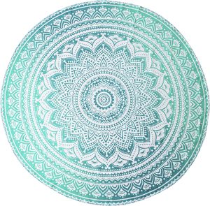 Round Ombre Hippie Mandala Bohemian Indian <b>Tapestry</b> Wall Hanging Tablecloth 70 Inch Turquoise Home Decor - Product Image 4