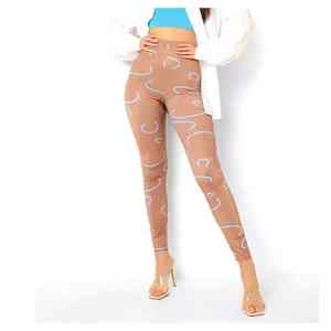 Leggings de entrenamiento con estampado único, de secado instantáneo, diseño limpio para la parte superior e intermedia de la pierna, para mujer, talla grande, con estampado de equipo deportivo. - Product Image 5