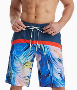 <b>Mens</b> Geometric Print Board Shorts Quick Dry Drawstring Swim <b>Trunks</b> Casual Mid Waist Polyester Shorts - Product Image 4