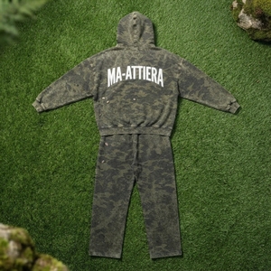 Conjunto de Sudadera con Capucha y Pantalones de Chándal para Hombre, Verde Oliva, Camuflaje, Cierre de Cremallera, Corte Holgado, Estilo Urbano, Lavado, Personalizado, OEM, ODM, Venta al Por Mayor - Product Image 6