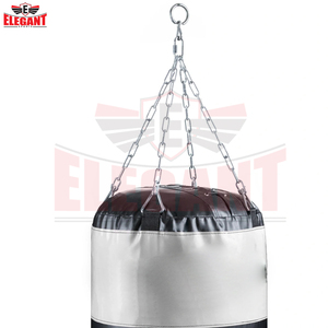 Sac de frappe vintage bicolore en cuir véritable noir avec détails tressés en haut et chaîne de suspension en acier pour arts martiaux mixtes - Product Image 6