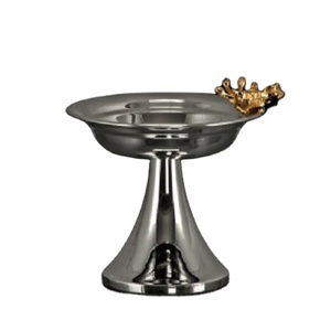 Bol de service unique avec support pour ustensiles de cuisine Accueil Hôtel Restaurant Fruits secs Fleur de cerisier Bols de service ronds argent et or - Product Image 2