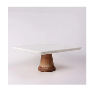 Wood And <b>Marble</b> <b>Cake</b> <b>Stand</b> 2 Tier Luxury Wooden <b>Cake</b> <b>Stand</b> Rounded Shape tabletop Customized Sale - Product Image 5