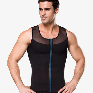 Gilet sculptant respirant en maille pour homme, taille haute élastique avec fermeture éclair, grandes tailles - Product Image 2