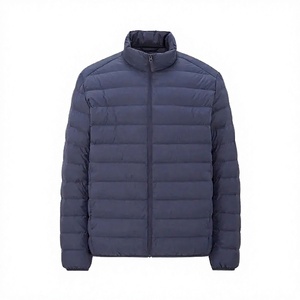 Veste matelassée bleu marine pour homme, col montant, coupe classique, fermeture éclair, coupe-vent, vêtement décontracté pour l'automne, 100% polyester - Product Image 3