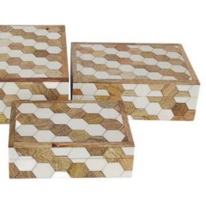 Organisateur de bijoux élégant en bois et résine avec incrustations artistiques - Product Image 5