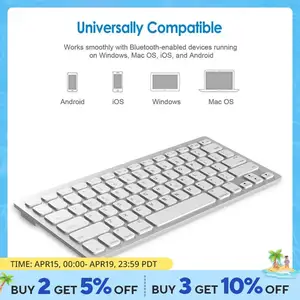 78 Keys Office Bluetooth Wireless Keyboard For Laptop Macbook iPad Tablet Compatible Windows Mac OS IOS Android WHITE