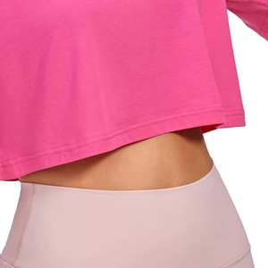 T-shirt court en coton uni personnalisé pour femme, coupe ajustée, rose, blanc, style hip-hop - Product Image 6