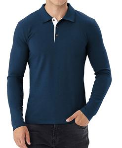 Chemise décontractée pour homme à manches courtes en maille unie, bleu marine/gris, avec poche, teinte unie, personnalisable ODM, polyester/coton - Product Image 5
