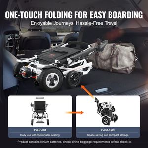 Sedia a Rotelle Elettrica Pieghevole Leggera per Adulti e Anziani, Capacità 300 Libbre, Larghezza 20 Pollici, Motorizzata - Product Image 4