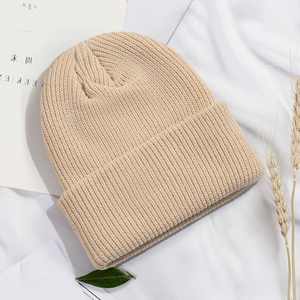 Gorro de Punto Estilo Coreano para Otoño e Invierno, Tejido Grueso de Acrílico Jacquard, Color Sólido, Cálido, con Logotipo Personalizado, Estilo Japonés - Product Image 2