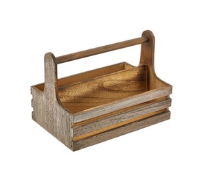 Rustic Wooden Countertop Cutlery Organizer <b>Caddy</b> with Handle Farmhouse Flatware Storage Basket for <b>Kitchen</b> Dining Restaurant Use - Product Image 2