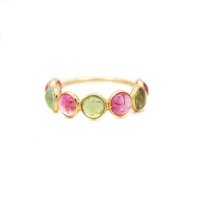 Bague de fiançailles et de mariage classique pour femme en or rose 14 carats avec pierre précieuse de tourmaline géométrique, faite à la main, pour la vente en gros - Product Image 1