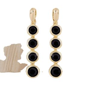 ต่างหูประดับอัญมณีหลากสีสีดำและ925สเตอร์ลิงเงิน18K ชุบทองวัสดุสำหรับผู้หญิงและเด็กผู้หญิง - Product Image 1