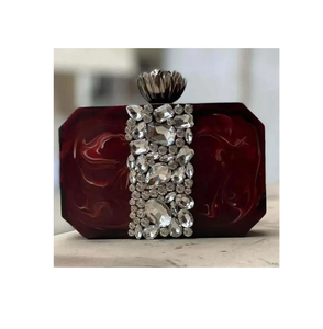 Solid Resin Eco-Friendly Hand Modeled Hanger Clutch Hand Unique Design New RedColor Purse Women Beads Design Womens - Product Image 6