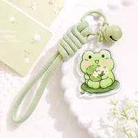 Cordon en verre personnalisé avec clochette, design anime et dessin animé, porte-clés en acrylique – Imperméable, tendance, souple, publicitaire, souvenir