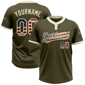 Wholesale Direct Industry Best Selling Custom Gray Vintage USA Flag-Black Two-<b>Button</b> Unisex Softball Jersey - Product Image 6