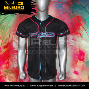 Maillot de baseball noir personnalisé à manches courtes avec fermeture boutonnée, impression par sublimation, Sigma Alpha Epsilon, unisexe, respirant, séchage rapide, devant - Product Image 3