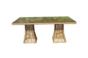Natural-Look PE Bamboo Dining Chair and Table Set with Aluminum Structure - Product Image 5