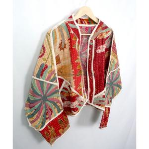 Vintage Bohemian Style Women's Kantha Quilted <b>Jackets</b> Jaipur Embroidery Button Handwoven Printed Cotton Autumn/Winter - Product Image 5