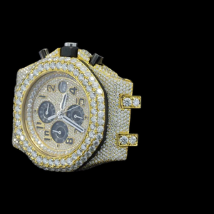 New Arrival Moissanite Diamond Chronograph Fancy Black Rubber Band Stylish Half <b>Iced</b> <b>Out</b> Diamond Unisex Classy Wrist <b>Watch</b> - Product Image 4