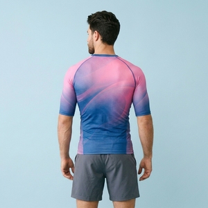Custom Front Logo Sporty Half Sleeve Compression Shirt for Men Sports Training Gym Workout Quick Dry Athletic Performance - Product Image 2