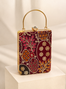 Sac à main vintage bohème brodé de perles en soie, doublure en satin, fermeture magnétique, capacité moyenne, pour fêtes et mariages - Product Image 2