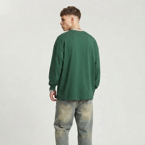 T-shirt Homme Manches Longues en Coton Épais avec Strass, Coupe Ample Style Streetwear Personnalisé - Product Image 2