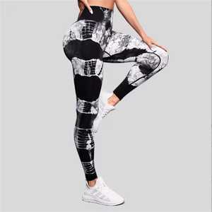 High Waist Full-Length Yoga Leggings Tie-Dye Print Four-Way Stretch Spandex Polyester Ruched Butt Design - Product Image 6