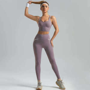Conjuntos Deportivos para Mujer en Oferta, Ropa Deportiva Personalizada sin Costuras, Spandex/Poliéster Transpirable, Conjuntos de Yoga de Tallas Grandes, Ecológicos - Product Image 1