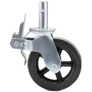 Set di 4 Ruote Girevoli da 8 Pollici con Doppio Freno, Nucleo in Ferro, Ruote in Poliuretano, Gambe Regolabili, Capacità di Carico 1100 LBS per Ruota - Product Image 5