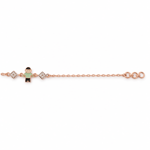 18kt <b>Gold</b> <b>Boy</b> Charm Chain <b>Bracelet</b> with Cubic Zirconia Diamond Shape Links High Polish Fashion Jewelry for Kids Daily Wear Gift - Product Image 4