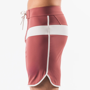 Shorts de bain pour homme, couleur rose poussiéreuse et blanc, séchage rapide, cordon de serrage, vêtements de sport aquatiques de qualité supérieure - Product Image 5