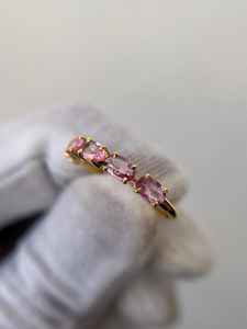 แหวนหมั้นพลอยไพลินสีชมพูอ่อน เงินแท้ 925 ชุบทอง 14K - Product Image 5
