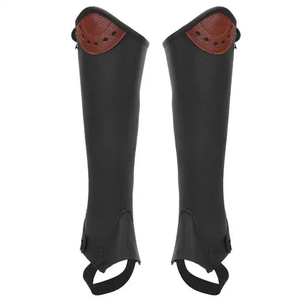 OEM Custom Genuine Leather <b>Half</b> <b>Chaps</b> Soft Cowhide Equestrian Riding Gaiters Professional Horse <b>Chaps</b> LHC-0047 - Product Image 1