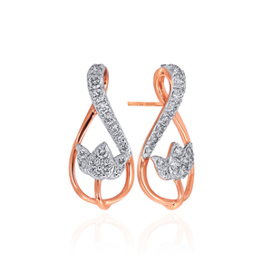 Boucles d'oreilles en or jaune plaqué or de luxe avec fleur de lotus et diamants pour femmes |   Bijoux élégants en CZ à motifs floraux pour fêtes et mariages 14K - Product Image 3