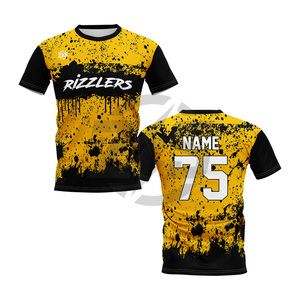เสื้อเจอร์ซีย์ซับลิเมชั่นแบบกำหนดเองสำหรับผู้ใหญ่ โพลีเอสเตอร์ ระบายอากาศได้ดี สีชมพู สีดำ พิมพ์ชื่อหมายเลข 75 - Product Image 2