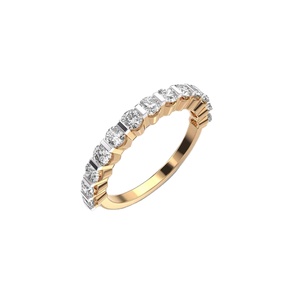 Anillo de Moissanita VVS, Anillo de Esmeralda Vintage Ancho Personalizado, Anillo de Eternidad Chapado en Oro de 14K para Mujer, Regalo de Joyería - Product Image 1