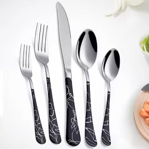 Juego de Cubiertos de Metal Premium, Juego de Cubiertos de Acero Inoxidable, Cuchara, Tenedor y Cuchillo, Vajilla para Mesa de Comedor, para el Hogar, Cocina, Restaurante, Duradero - Product Image 1
